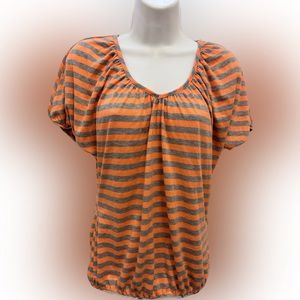 Streetwear Society Orange and Gray Stripped Top